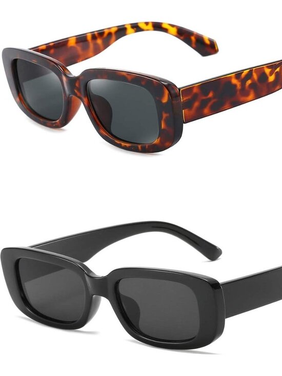 Trendy Rectangle Lens Leopard Sunglasses Women Men Retro Square Fashion Shades - Picture 1 of 6